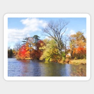 House by Lake in Autumn Sticker